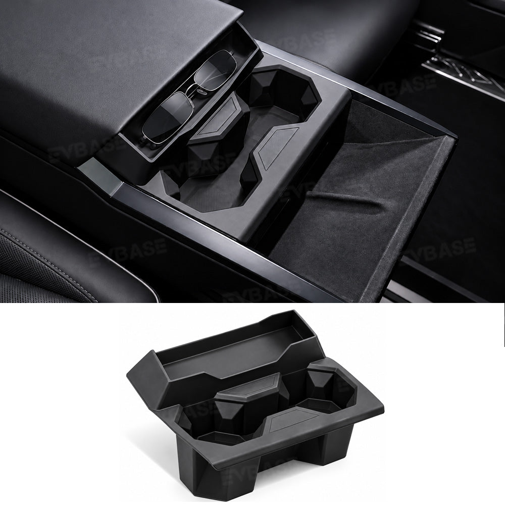 Cybertruck Center Console Cup Holder Insert 2.0 Silicone Cup Holder Drink Organizer with Glasses Holder