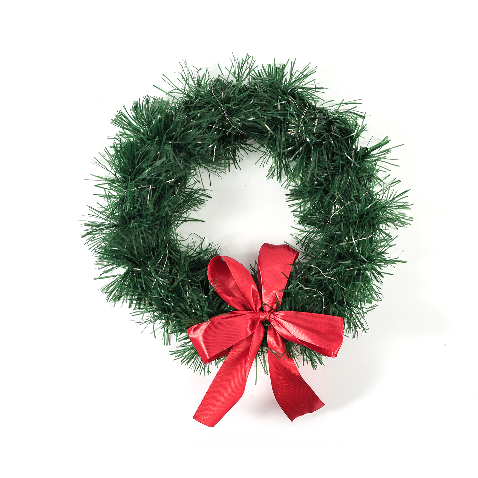 LED Christmas Wreath with Red Bow Holiday Car Exterior Decoration for Tesla