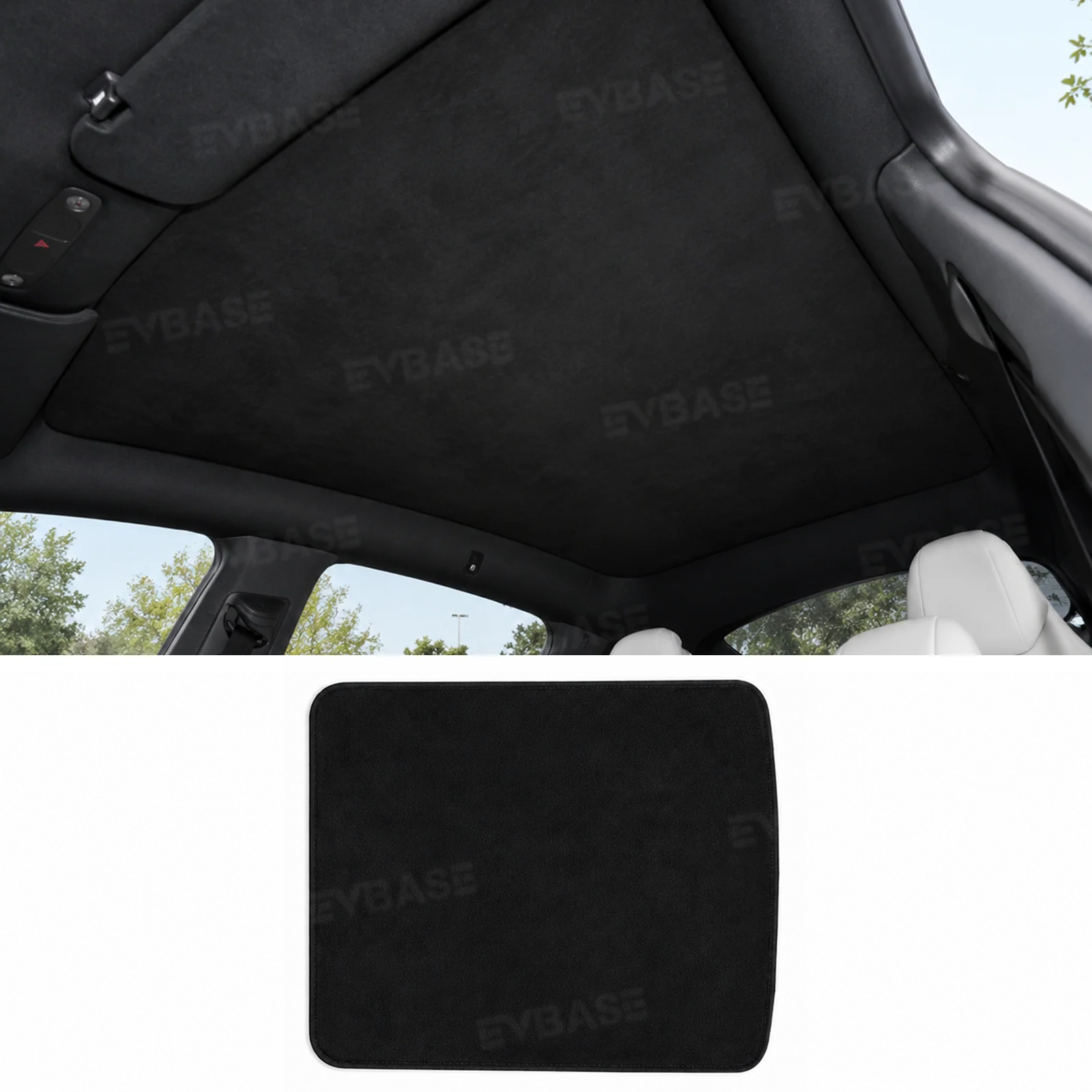 Model Y L Glass Roof Sunshade Silicone Electrostatic Sunroof Shade Heat Insulation UV Protection Faux Suede Sun Visor