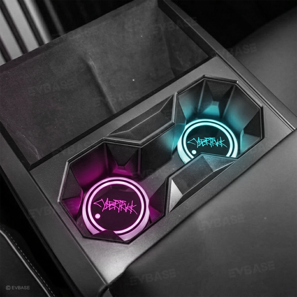 Cybertruck Cup Holder Lights Mats LED 7 Colors Luminous Cup Coaster