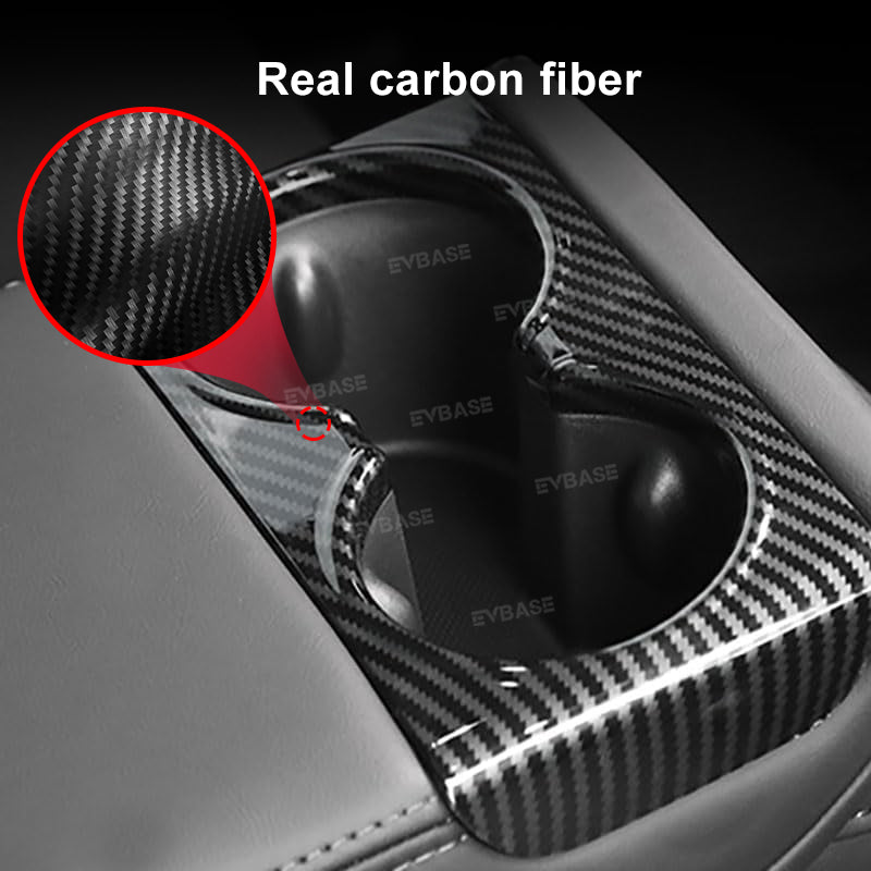 Model Y Juniper Cup Holder Trim Rear Armrest Real Carbon Fiber Cover Center Console Overlay Panel for Tesla