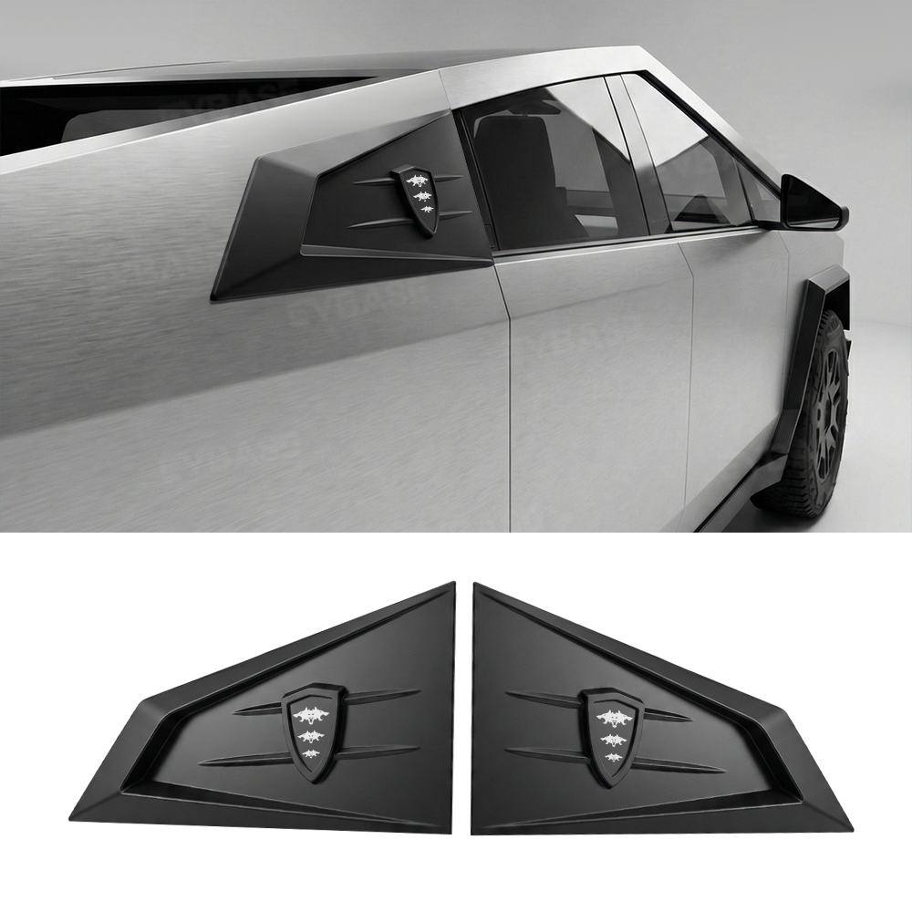 Cybertruck C-Pillar Louver Covers Rear Side Window Futuristic Tactical Overlay ABS Exterior Trim