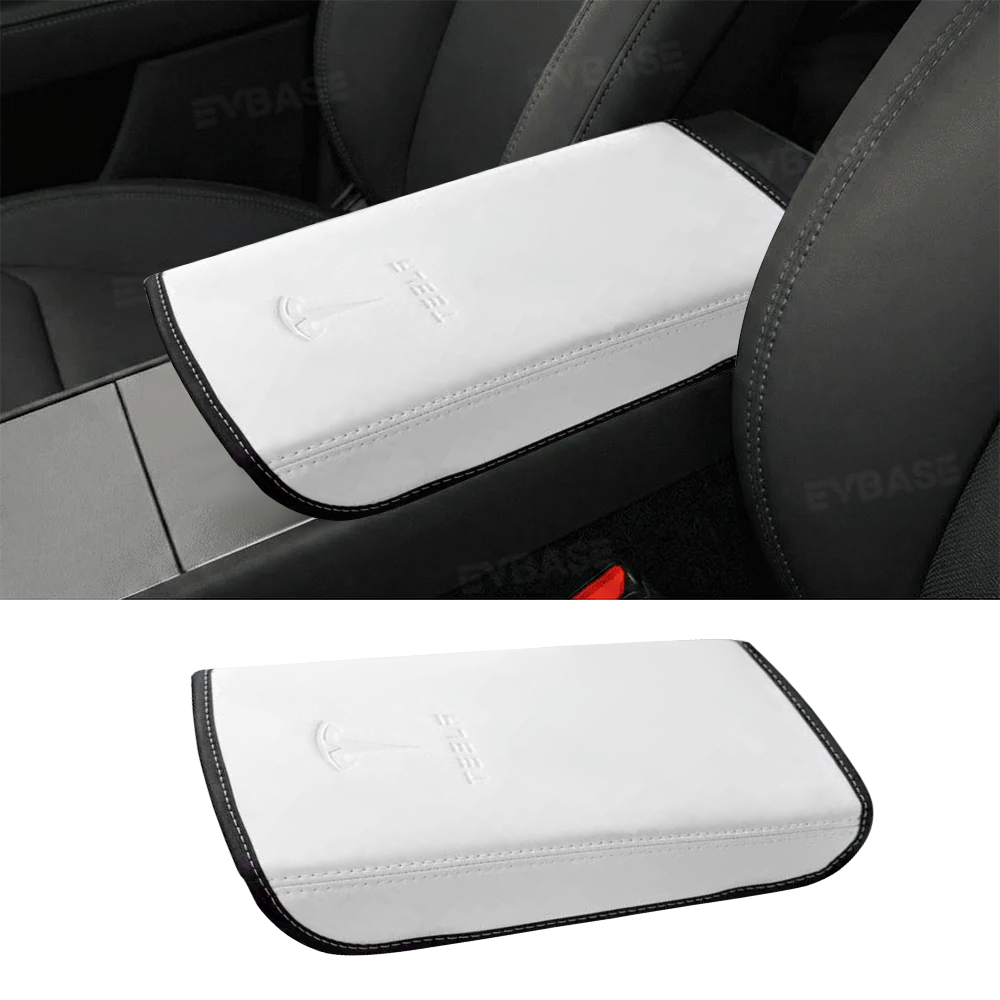 Model Y Juniper/ 3 Highland Armrest Cover PU Leather Center Console Armrest Box Cover with OEM-Style Embossed Logo for Tesla