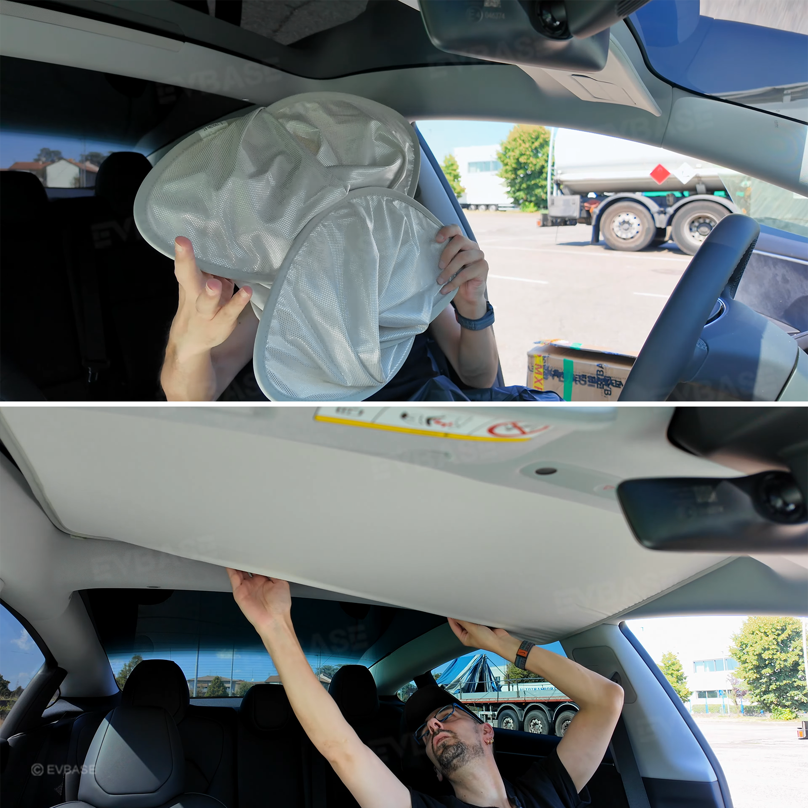 EVBASE Tesla Model 3 Y Roof Parasol 2023 Nueva actualización Glass Roof Roof Sun Shade