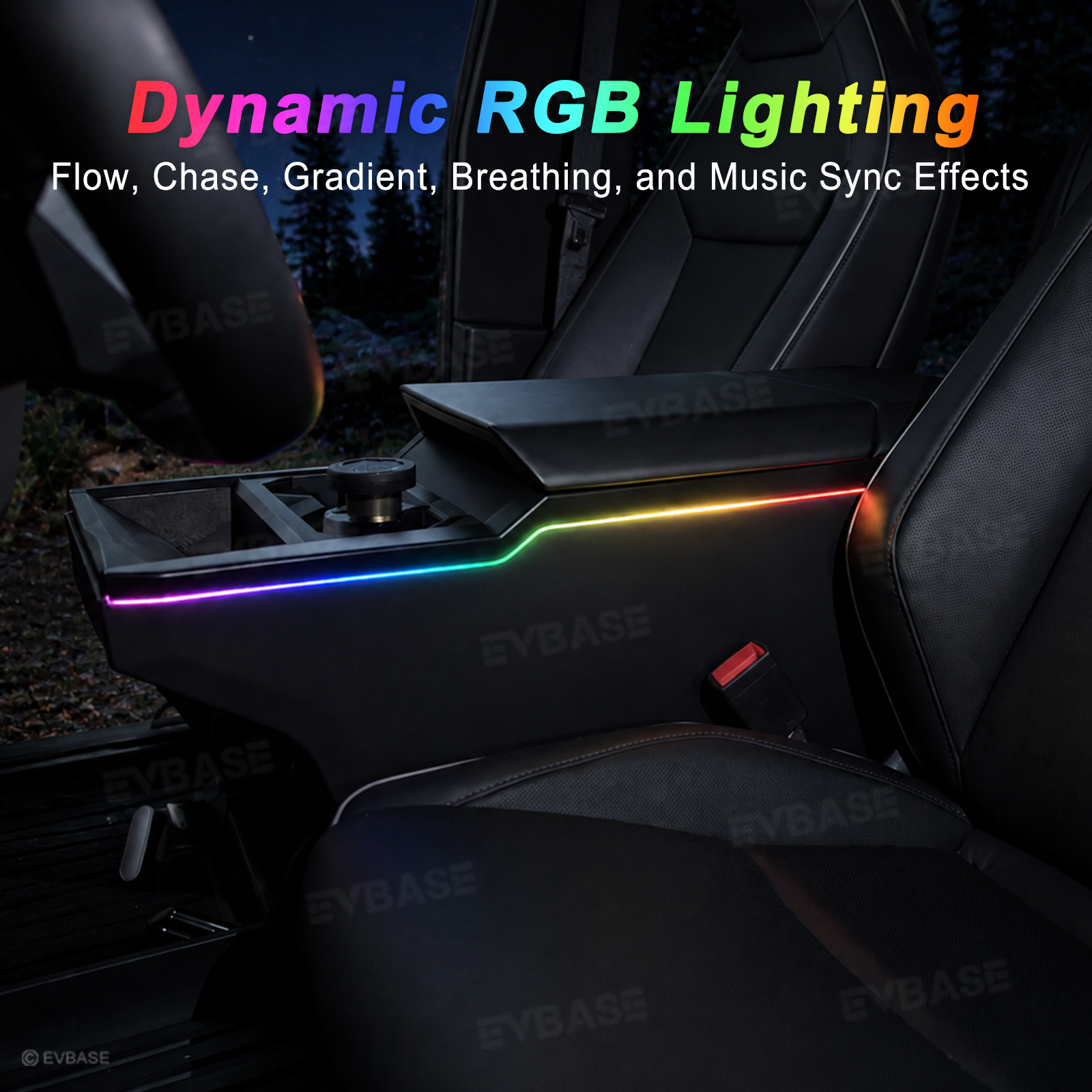 Cybertruck Interior Ambient Lighting Center Console RGB Chasing Lights LED Light Strip with OEM Screen Control