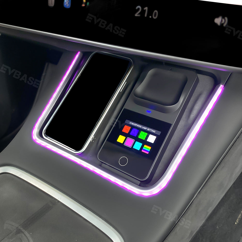 Tesla Model 3/Y Wireless Charger With LED Ambient Lighting Center