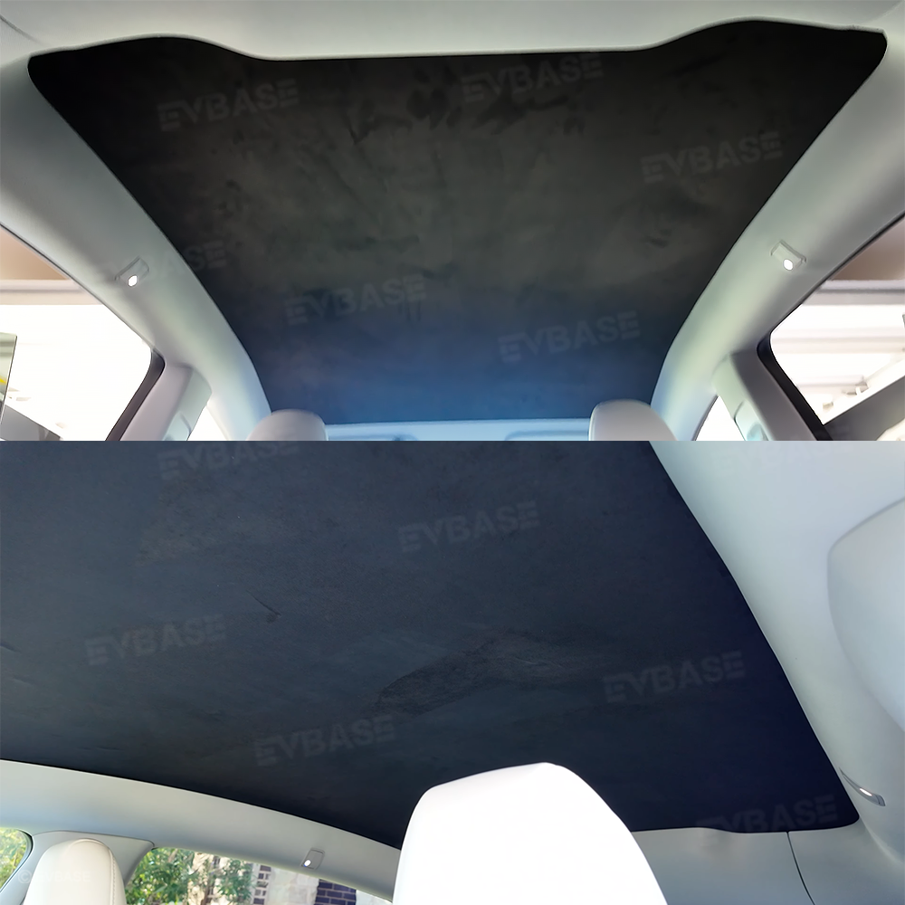 Model Y Juniper/ 3 Highland Sunshade Silicone Electrostatic Glass Sunroof Shade Heat Insulation UV Protection Faux Suede Sun Visor