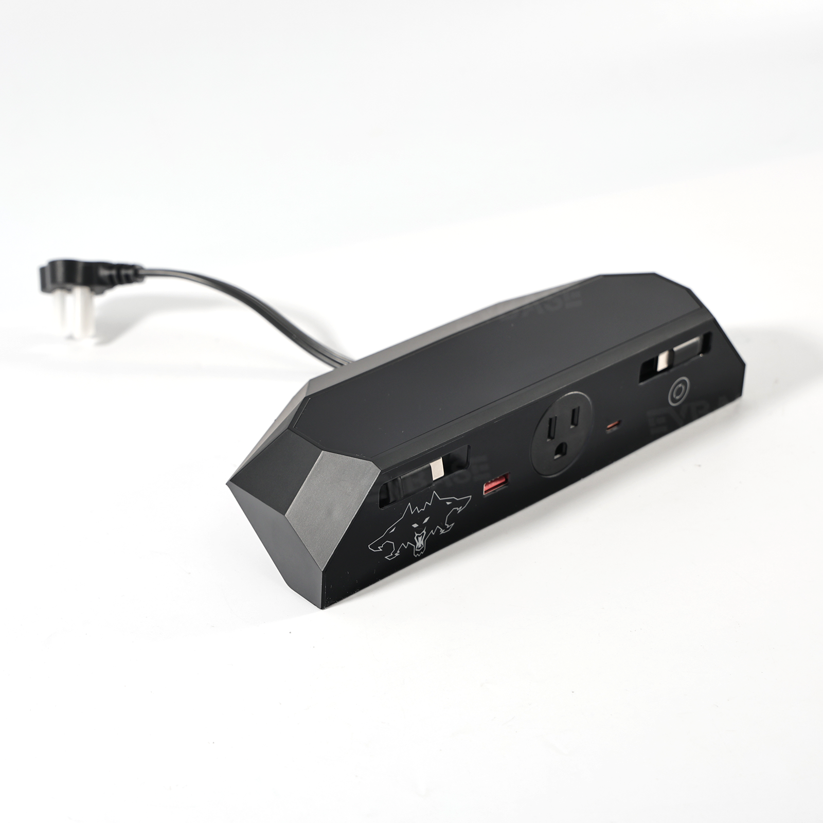 Cybertruck Center Console Multi-Port USB Charging Hub 2.0 with Retractable Cables & 110V AC Outlet (30W PD/QC3.0 Fast Phone Charge)