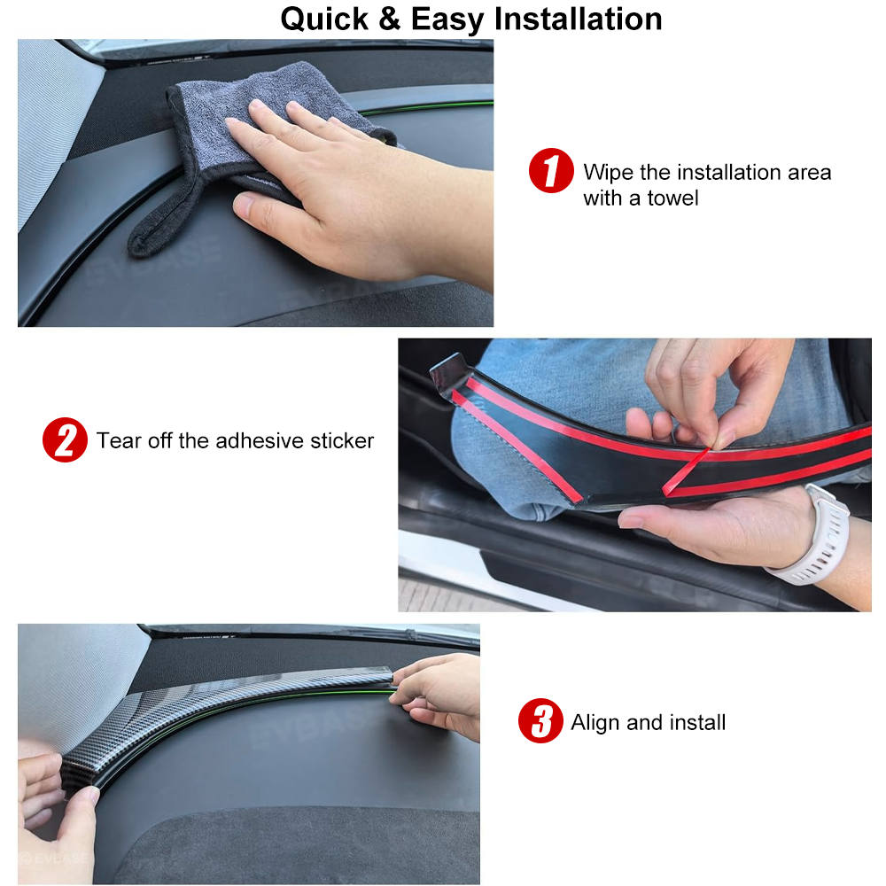 Model Y Juniper Dashboard Ambient Light Strip Trim Cover ABS Carbon Fiber Style Dash Panel Upgrade