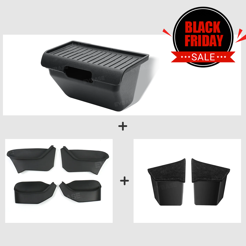 Model Y Juniper Trunk Side Storage Box & Side Door Organizer Tray & Rear Seat Trash Can