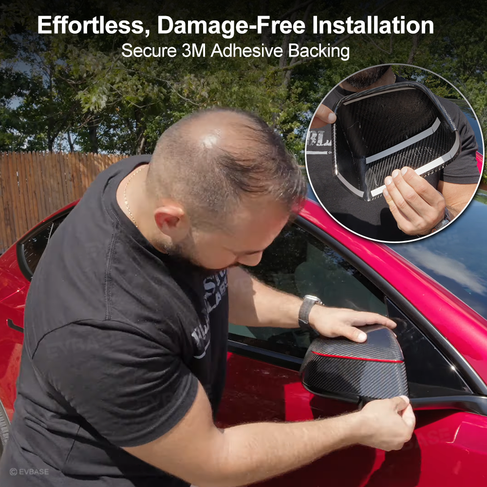 Model Y Juniper Real Carbon Fiber Side Mirror Covers Redline Performance Style Side Mirror Caps