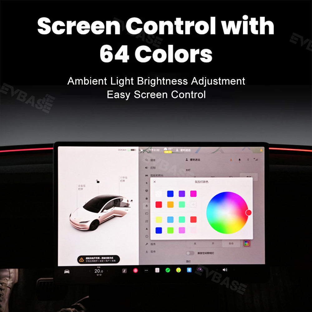 Tesla Model 3 Highland/ Y Juniper Backseat Ambient Lights Car Neon Light Interior EVBASE