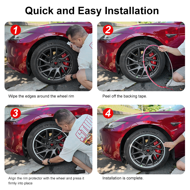 EVBASE Tesla Wheel Rim Protector Aluminum Alloy Rim Guard Rimcase 4 PCS For Model 3 Y X S