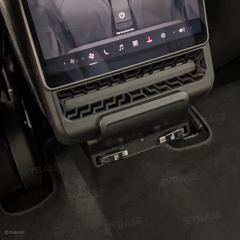 Model Y Juniper/ 3 Highland Rear Vent Expansion Dock with Retractable Fast Charging Cables Air Vent Cover for Tesla