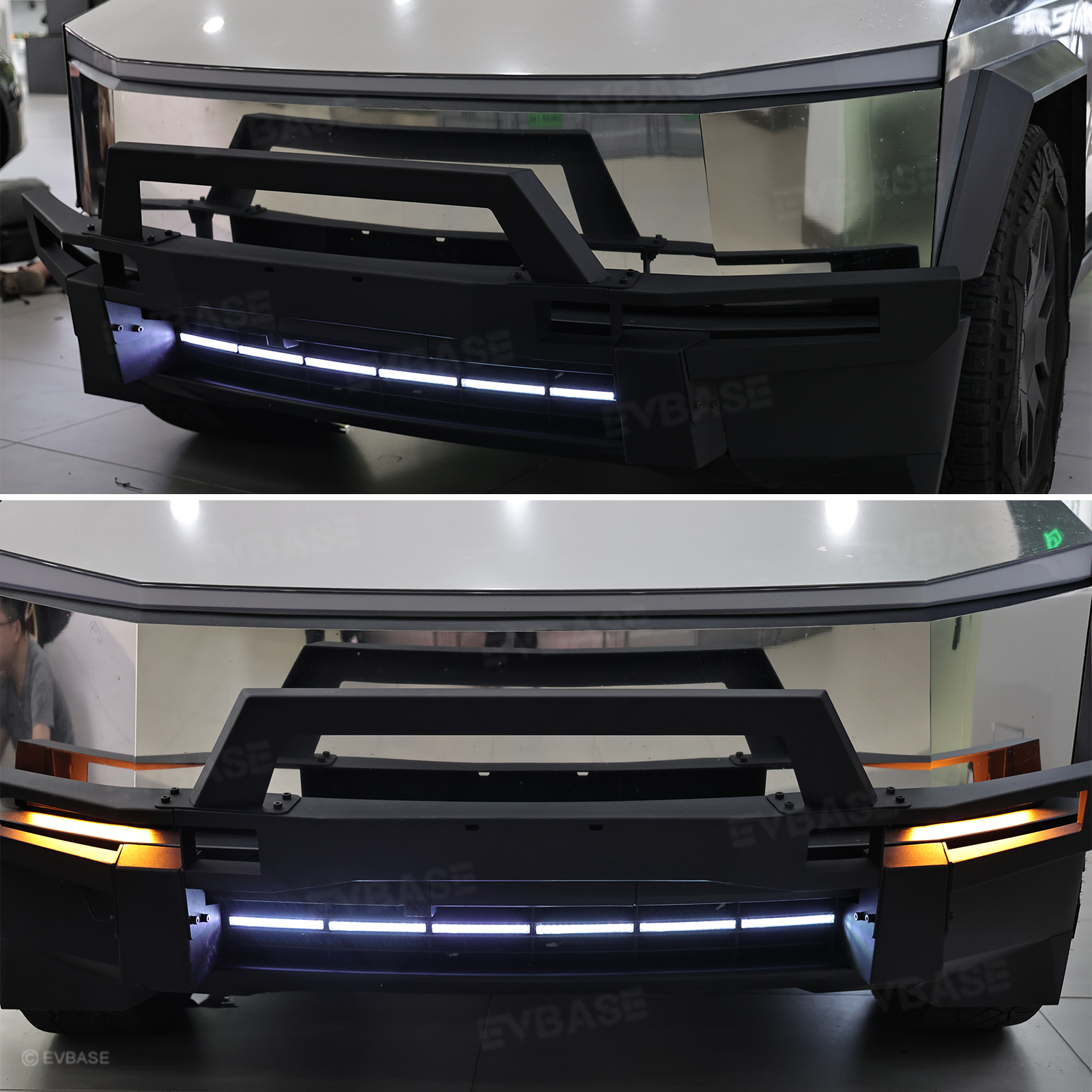 Cybertruck Front Bumper Insert RGB LED Off-Road Light Bar Auxiliary Lighting Upgrade 2.0 with Factory Screen Control