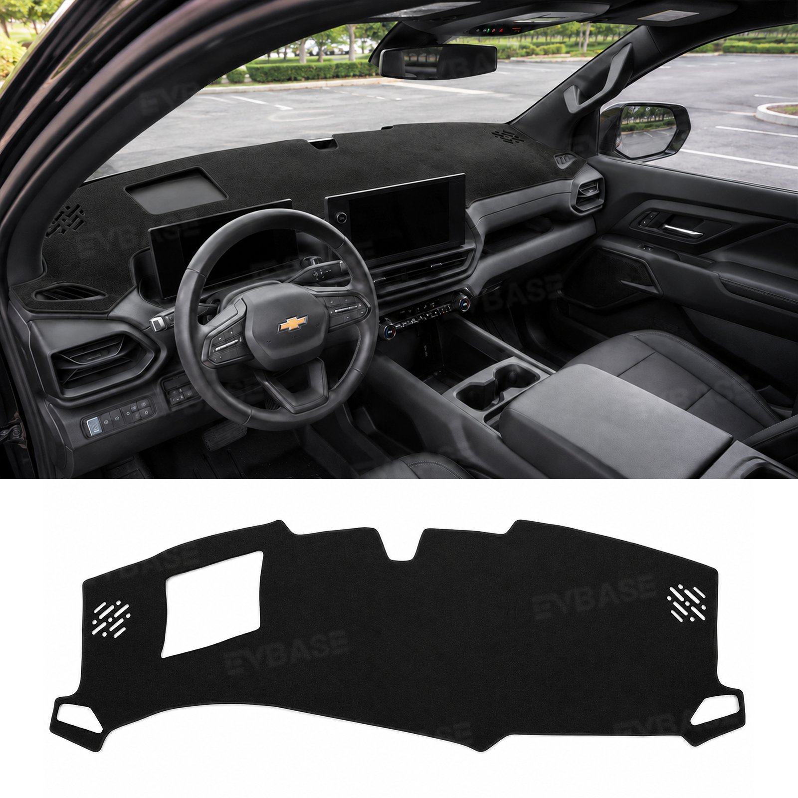 Dash Cover for Silverado EV Suede Dashboard Mat Non-Slip Carpet Sunshield Glare UV Rays Protector