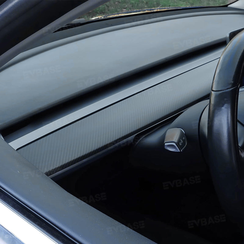 EVBASE Real Carbon Fiber Tesla Dashboard Front Door Cover Trim para el modelo 3 Y