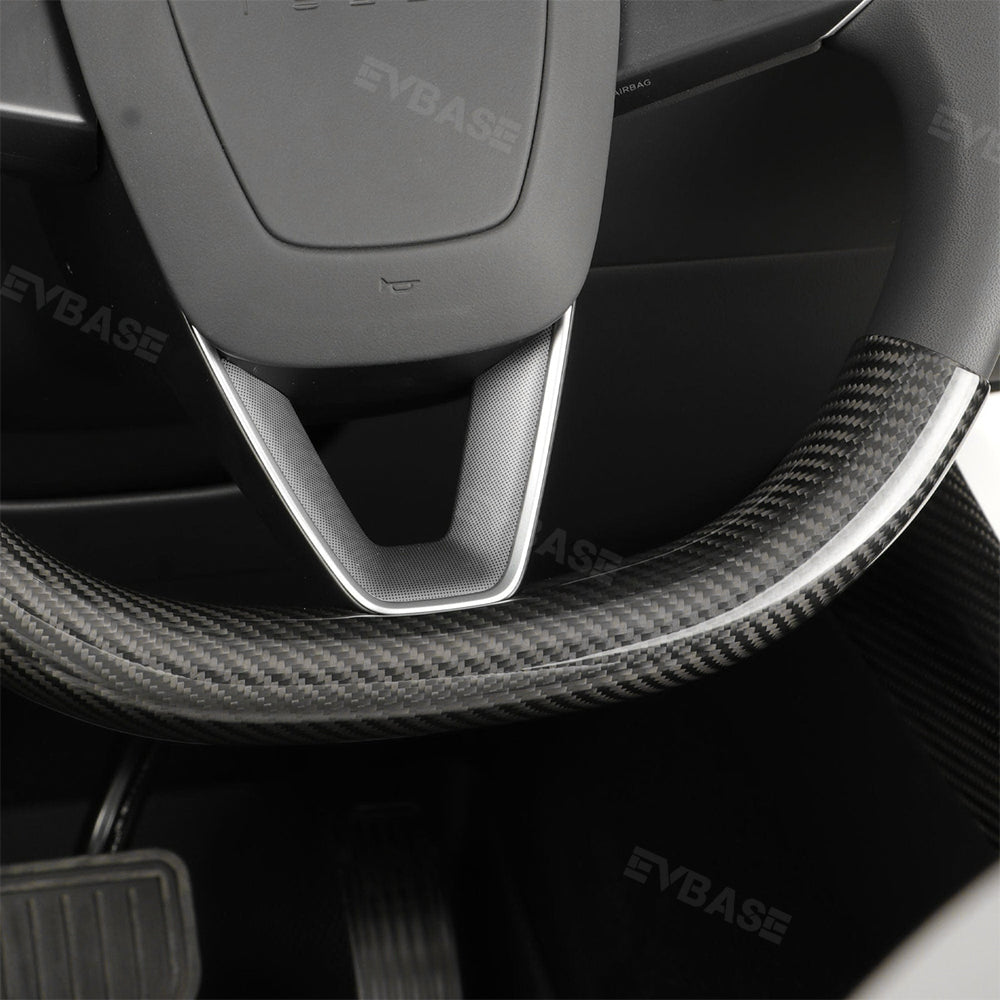 Model Y Juniper Steering Wheel Covers Real Carbon Fiber Grip Upper Lower Parts Overlay for Tesla