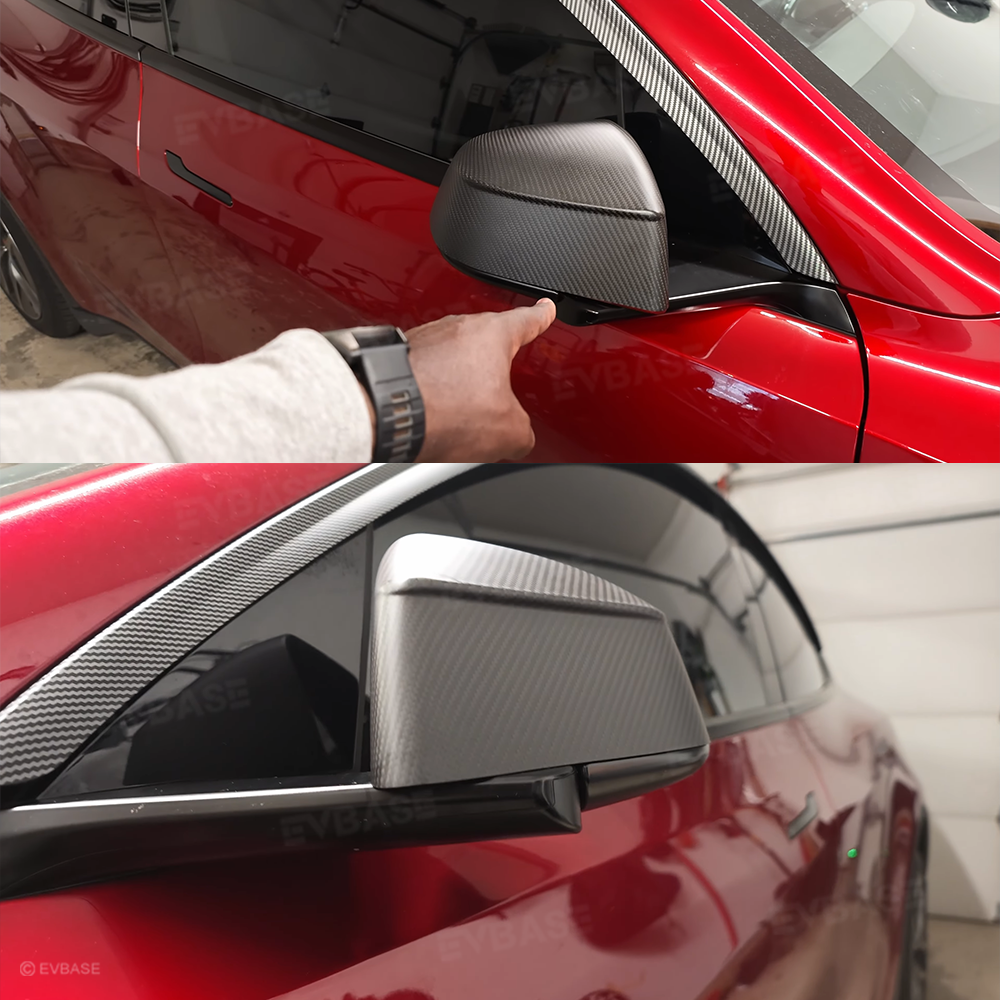 Tesla Side Mirror Covers for Model Y Juniper Real Carbon Fiber Side View Mirror Overlays Exterior Mods