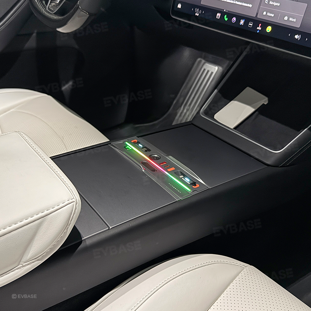 Model Y Juniper/ 3 Highland Center Console USB Hub Docking Station with Retractable Charging Cables & Aromatherapy & Ambient LED Lighting