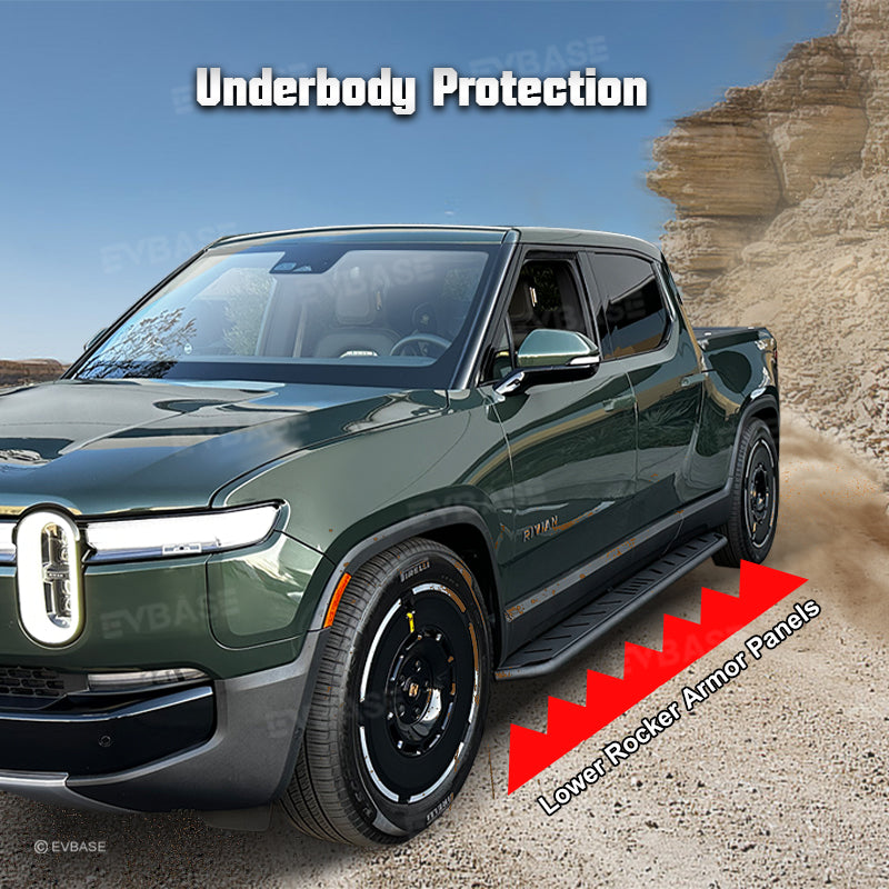 R1S R1T Rock Sliders Nerf Bars Side Step Underbody Protection Running Boards With Optional Lower Rocker Armor Panels For Rivian
