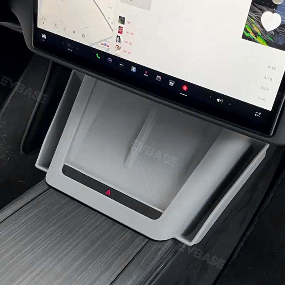 EVBASE Model S/X Wireless Charging Mat With Storage Box Center Console Organizer Silicone Side Tray for Tesla