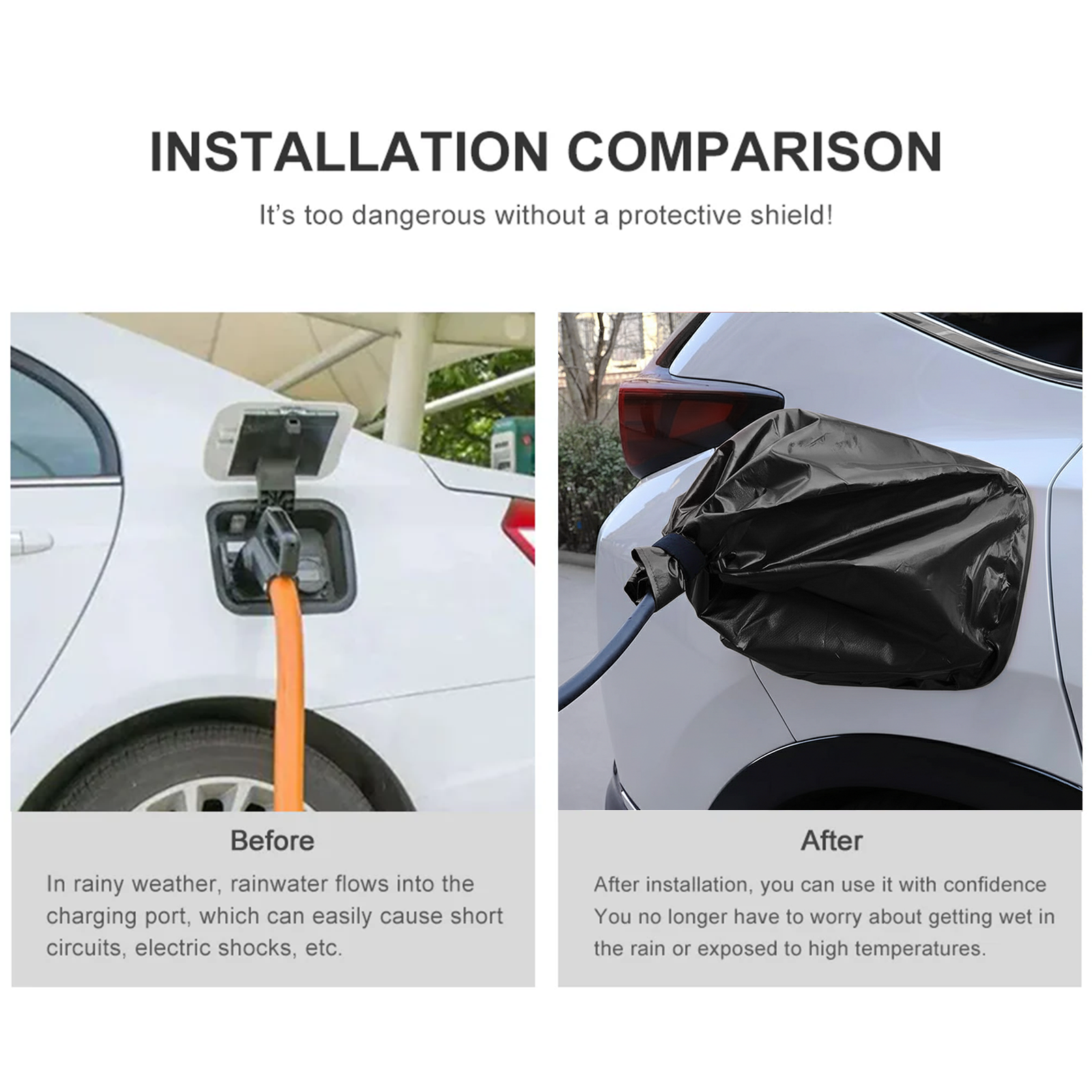 EV Charger Plug Cover Waterproof Outdoor Electric Car Charging Port Cover for Electric Vehicle