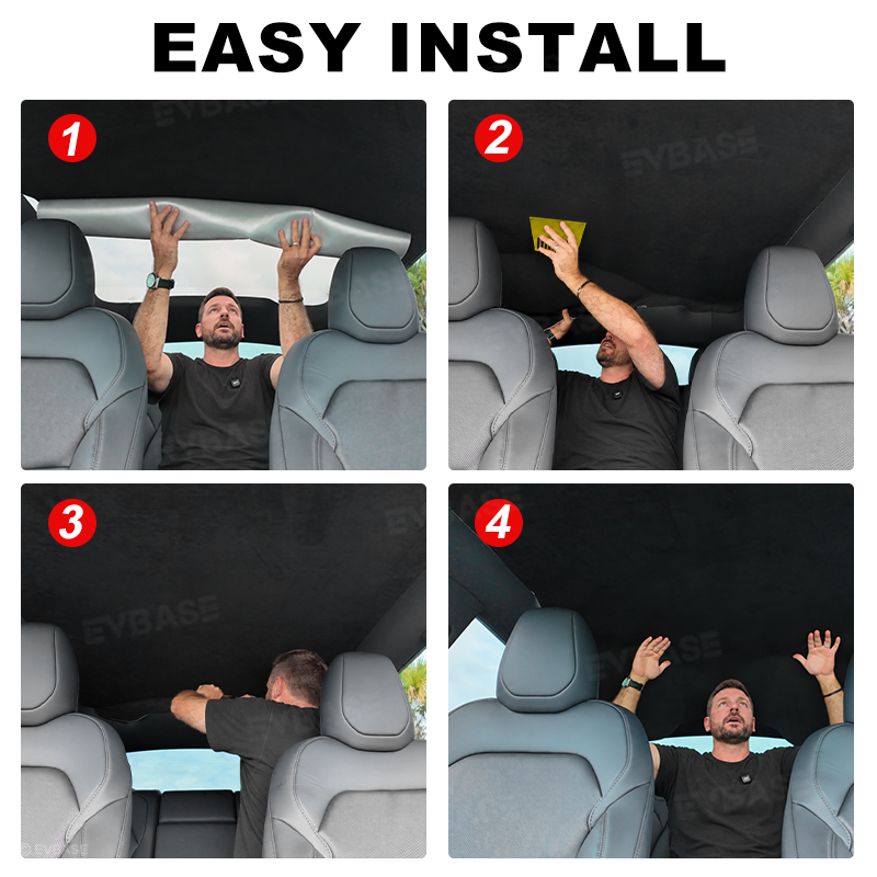 Model Y Juniper/ 3 Highland Sunshade Silicone Electrostatic Glass Sunroof Shade Heat Insulation UV Protection Faux Suede Sun Visor