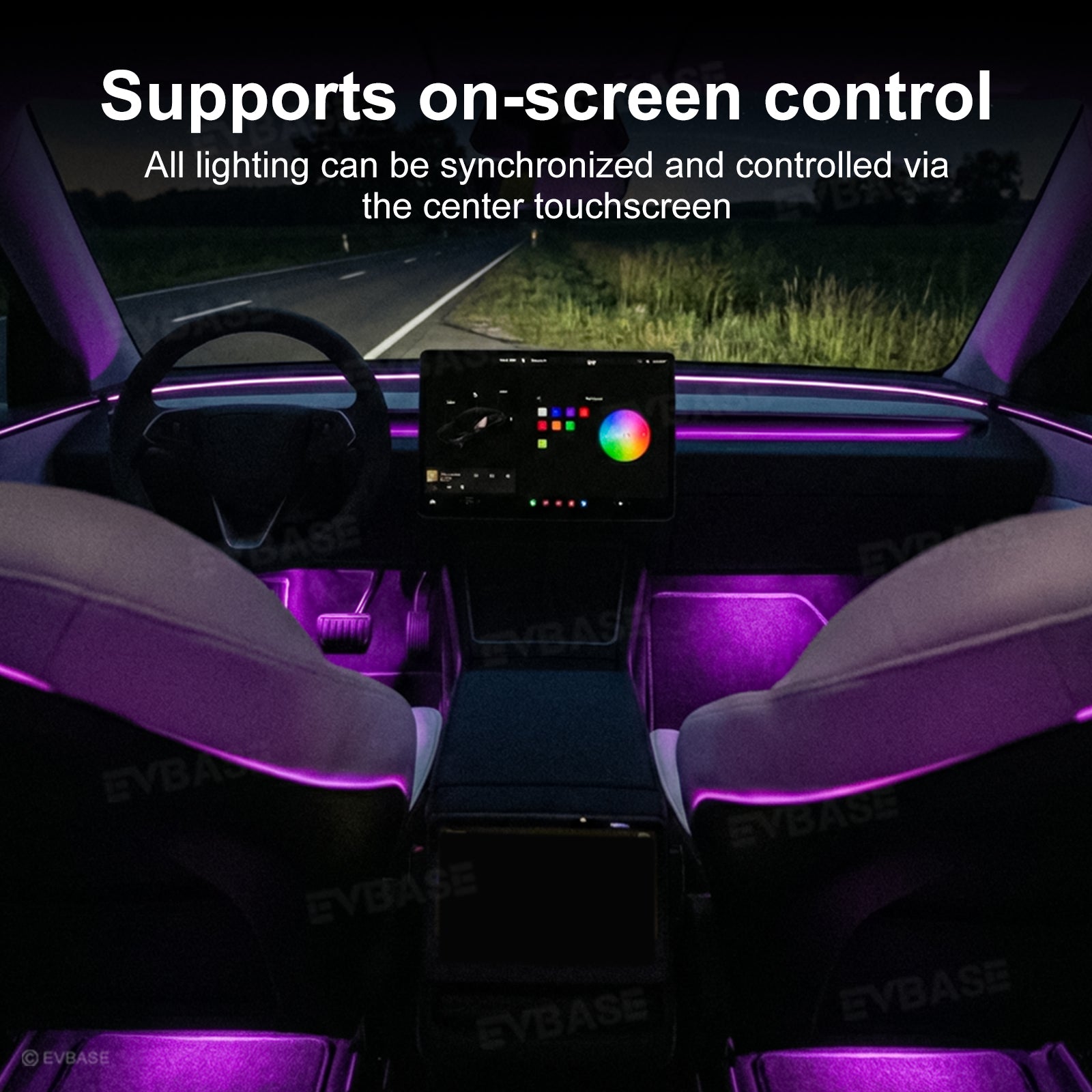 Model Y Juniper Interior Ambient Lighting Kit RGB LED Lights Strip with Factory Screen Control