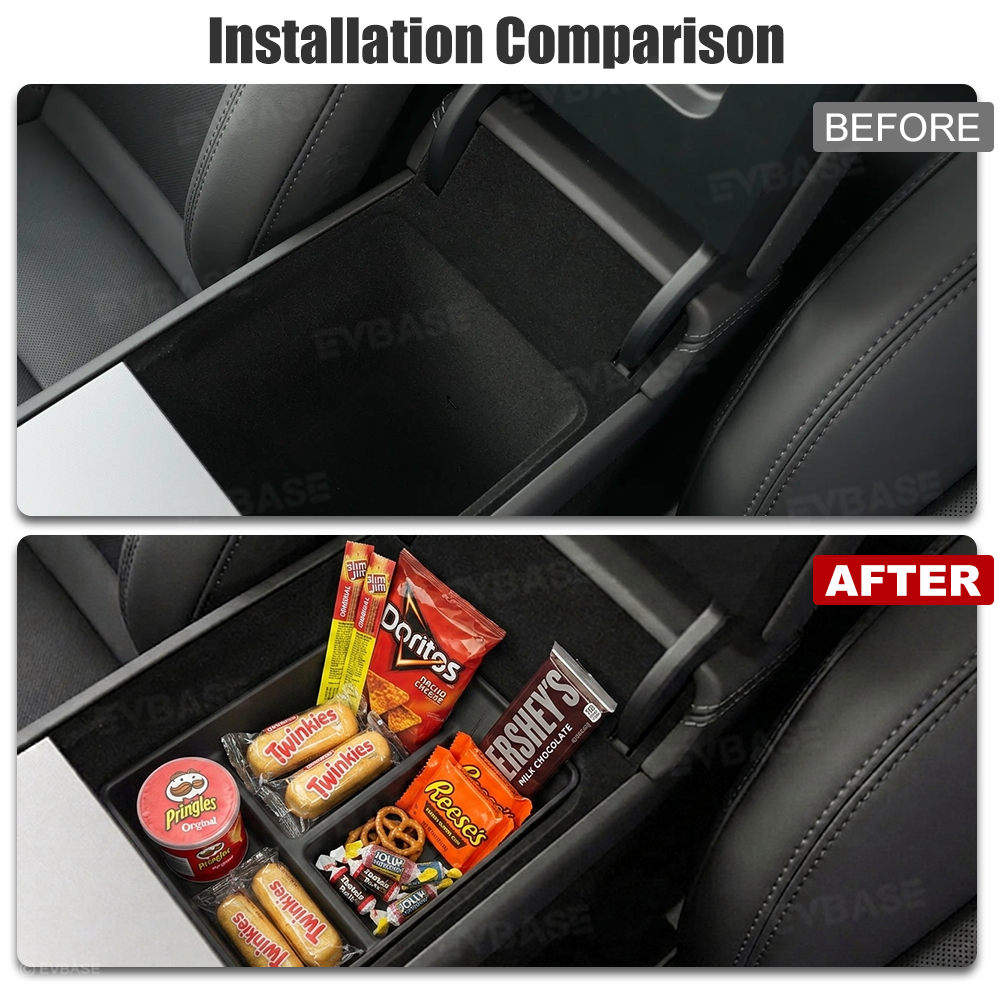 Model Y Juniper Standard Center Console Armrest Organizer Tray TPE Non-Slip Storage Box