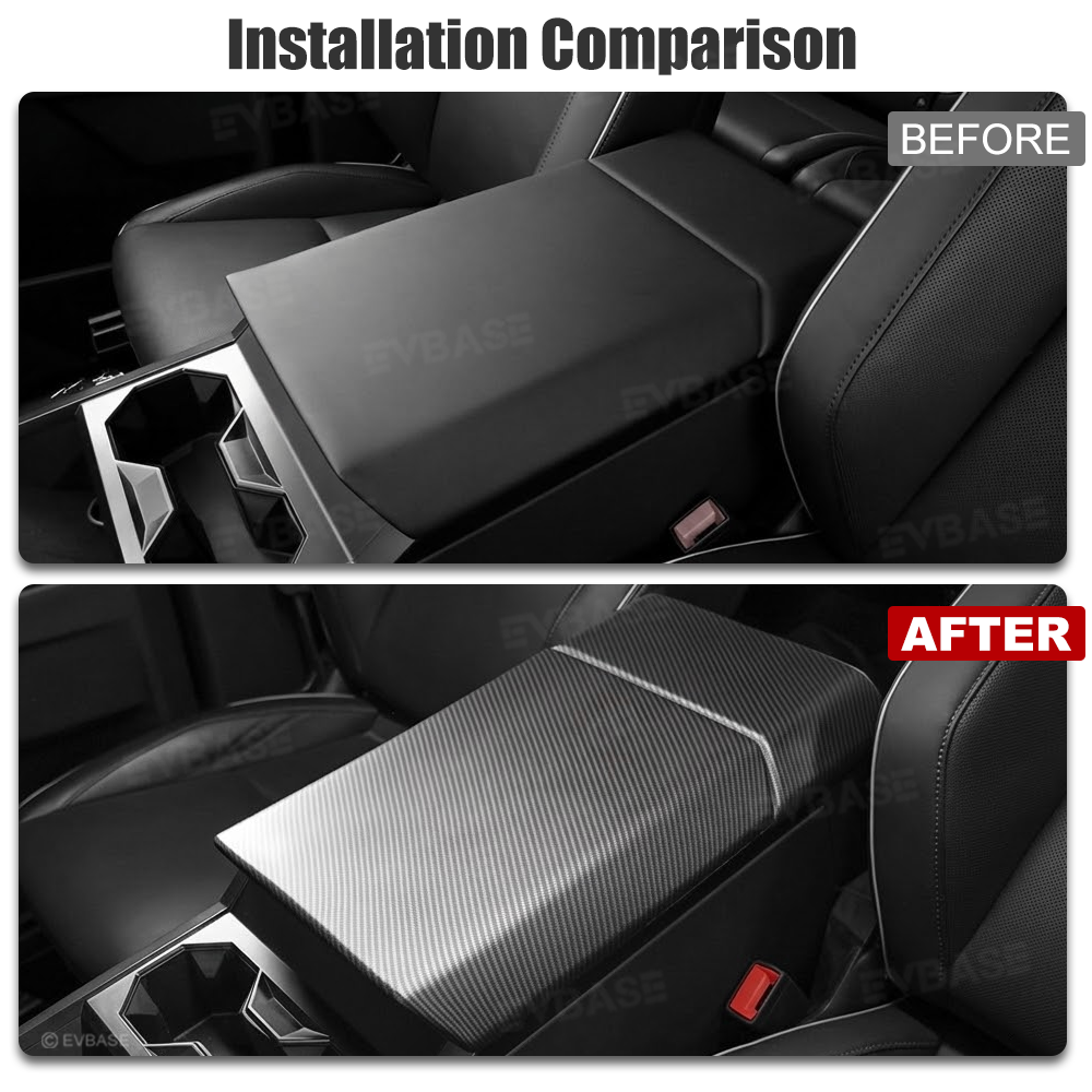 Cybertruck Armrest Cover Rear Screen Frame Cover ABS Carbon Fiber Style Center Console Protective Trim Overlay