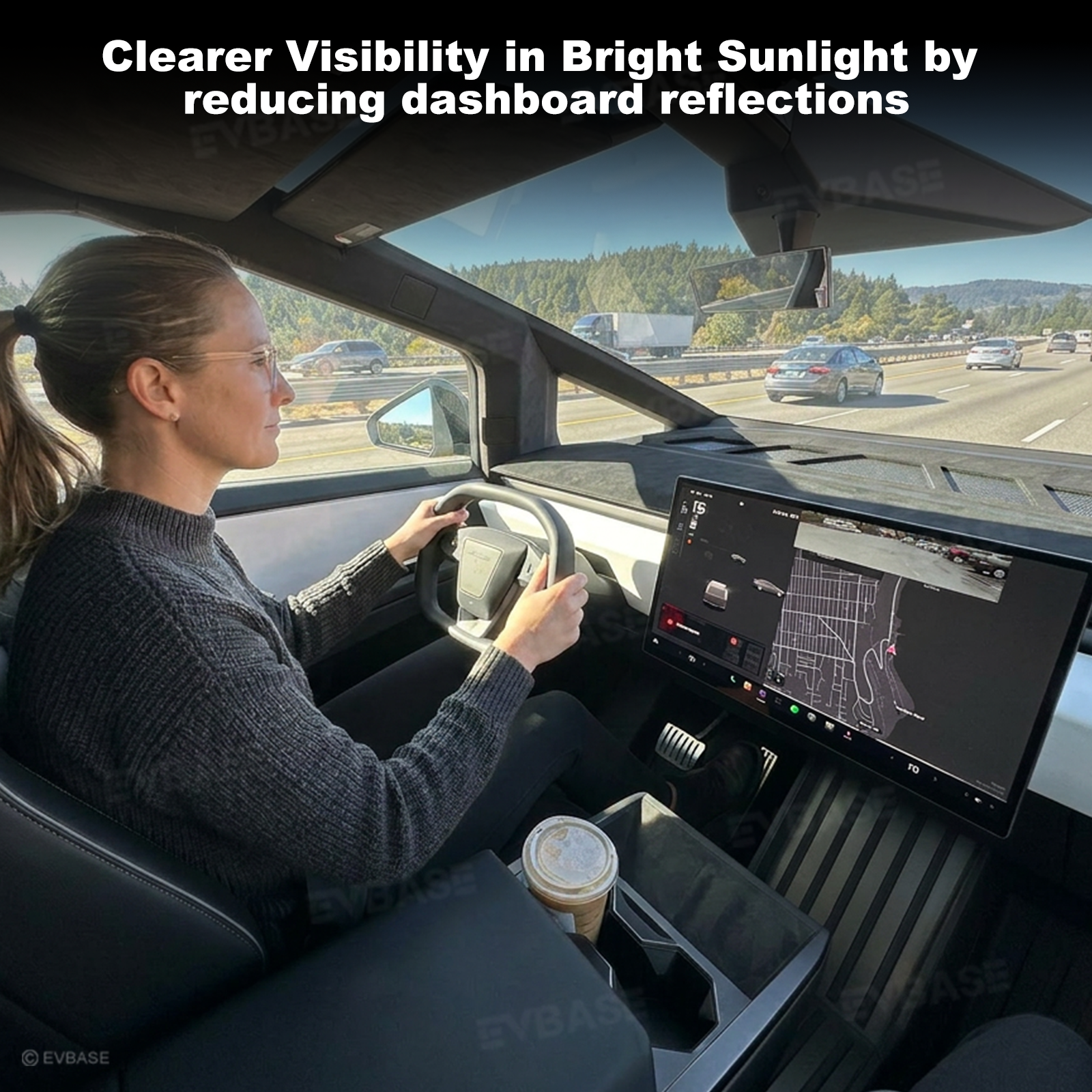 Cybertruck Dash Cover Anti-Glare Sun Protection Polyester Dashboard Mat