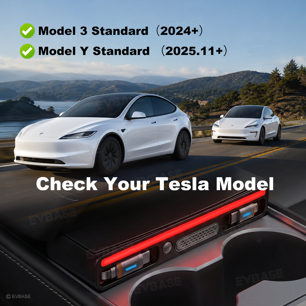 Model Y Juniper Standard /3 Standard Center Console USB Hub Charger with Retractable Charging Cables & RGB Ambient Lighting & Aroma Diffuser