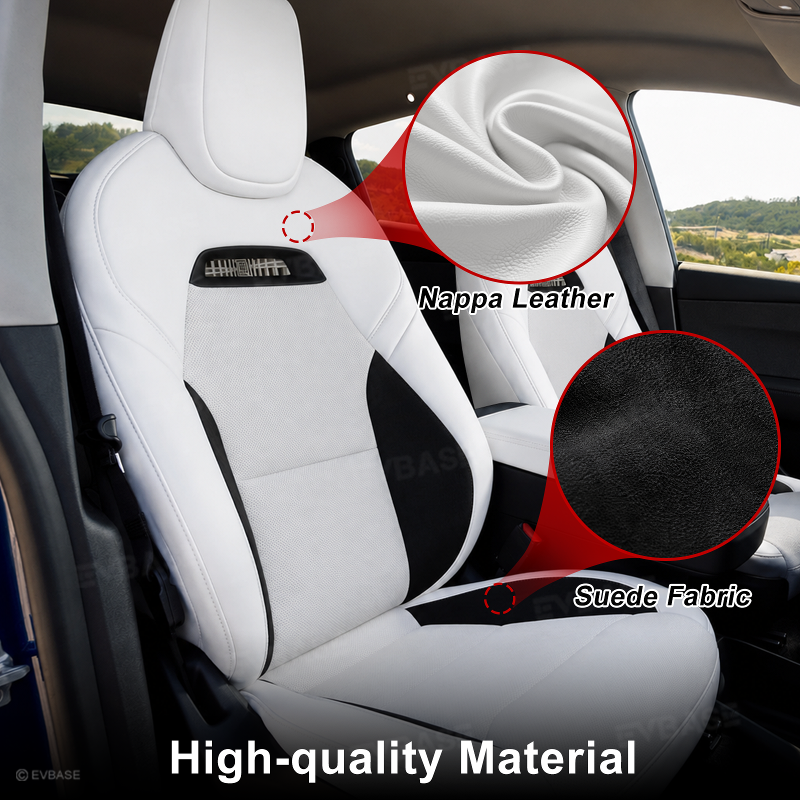 Model Y Juniper Standard Seat Covers Plaid Sports Style Seat Protector Nappa Leather Full Set Airbag Compatible