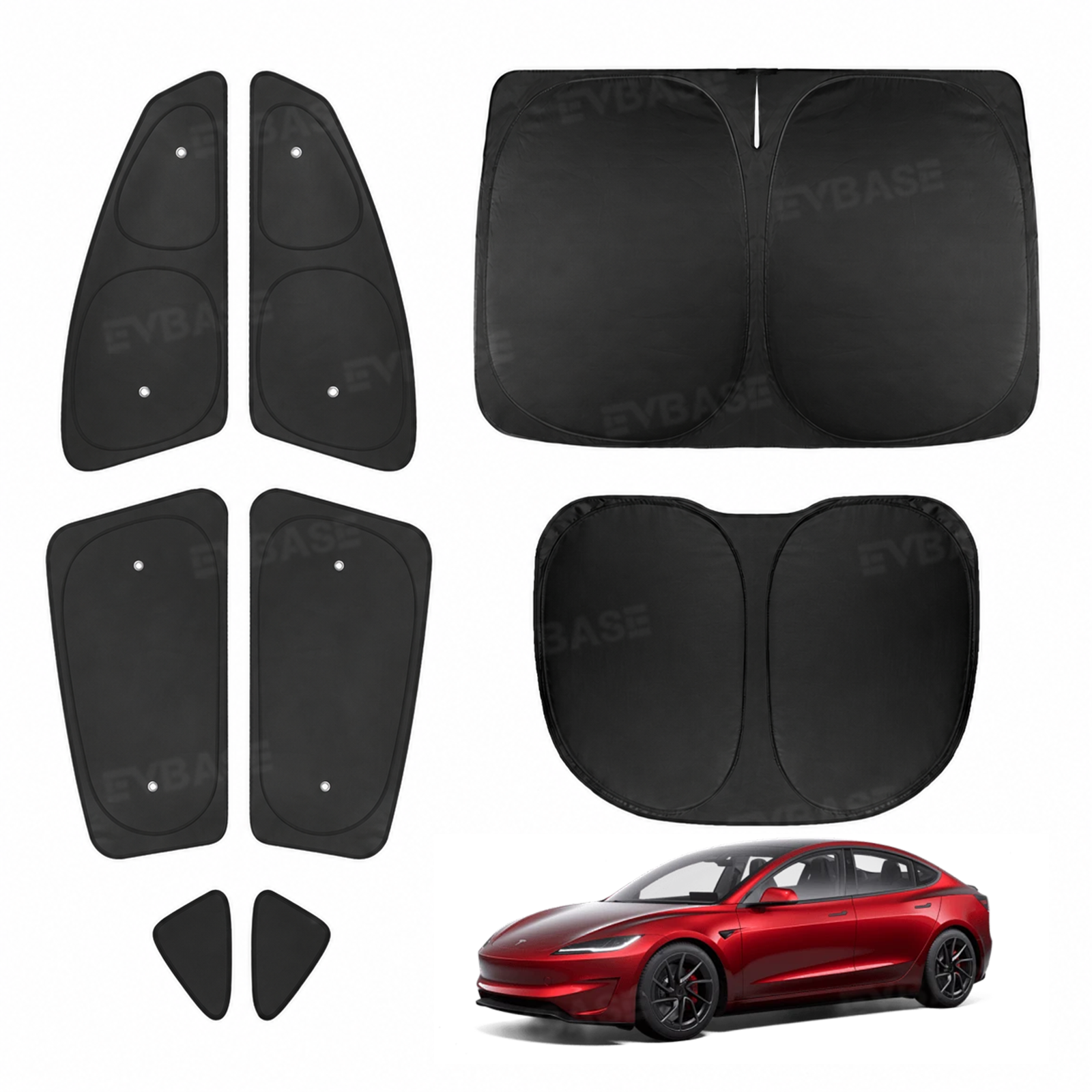 Model Y Juniper Sunshade Set Front & Rear Windshield Shade & Side Window Shades UV & Heat Protection Privacy Cover for Tesla Model Y/ YL & Model 3/3 Highland