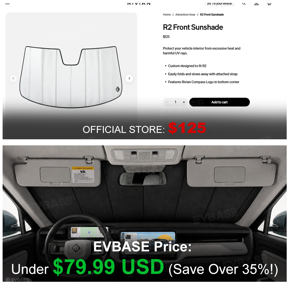 Windshield Sunshade for Rivian R2 OEM-Style Front Window Shade Heat Insulation & UV Protection