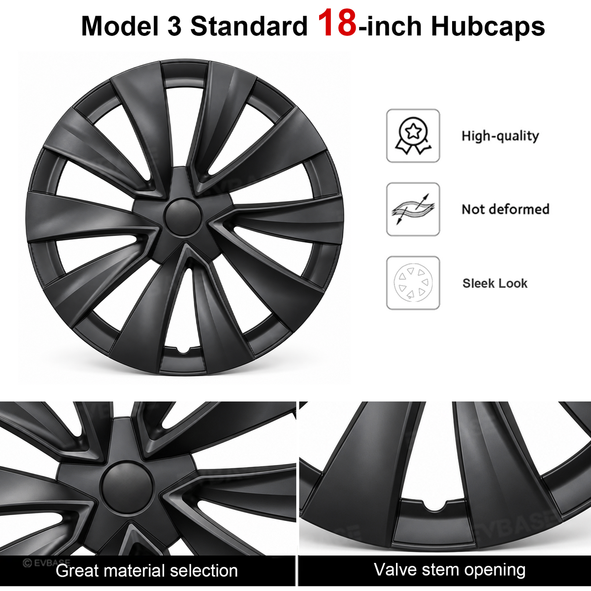 Model 3 Standard 18" Prismata Wheel Covers Multi-Spoke Style Hubcaps