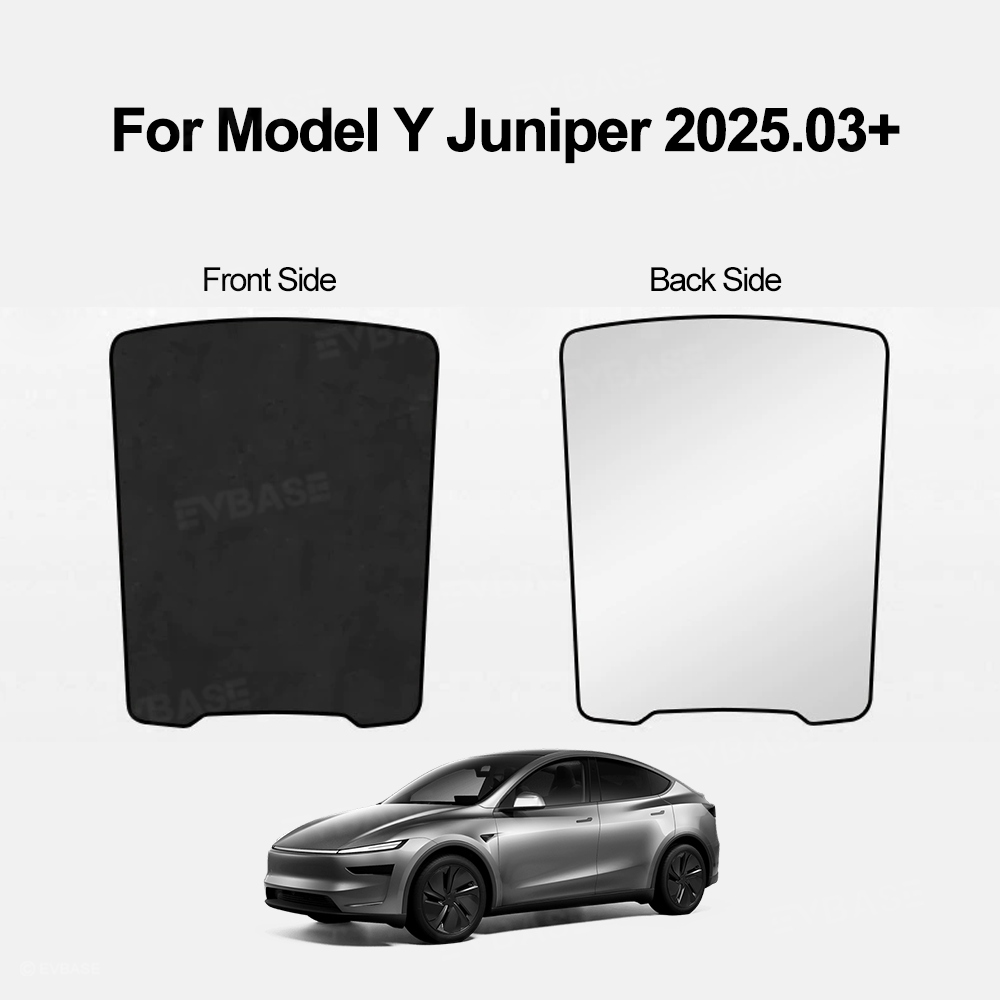 Model Y Juniper/ 3 Highland Sunshade Silicone Electrostatic Glass Sunroof Shade Heat Insulation UV Protection Faux Suede Sun Visor