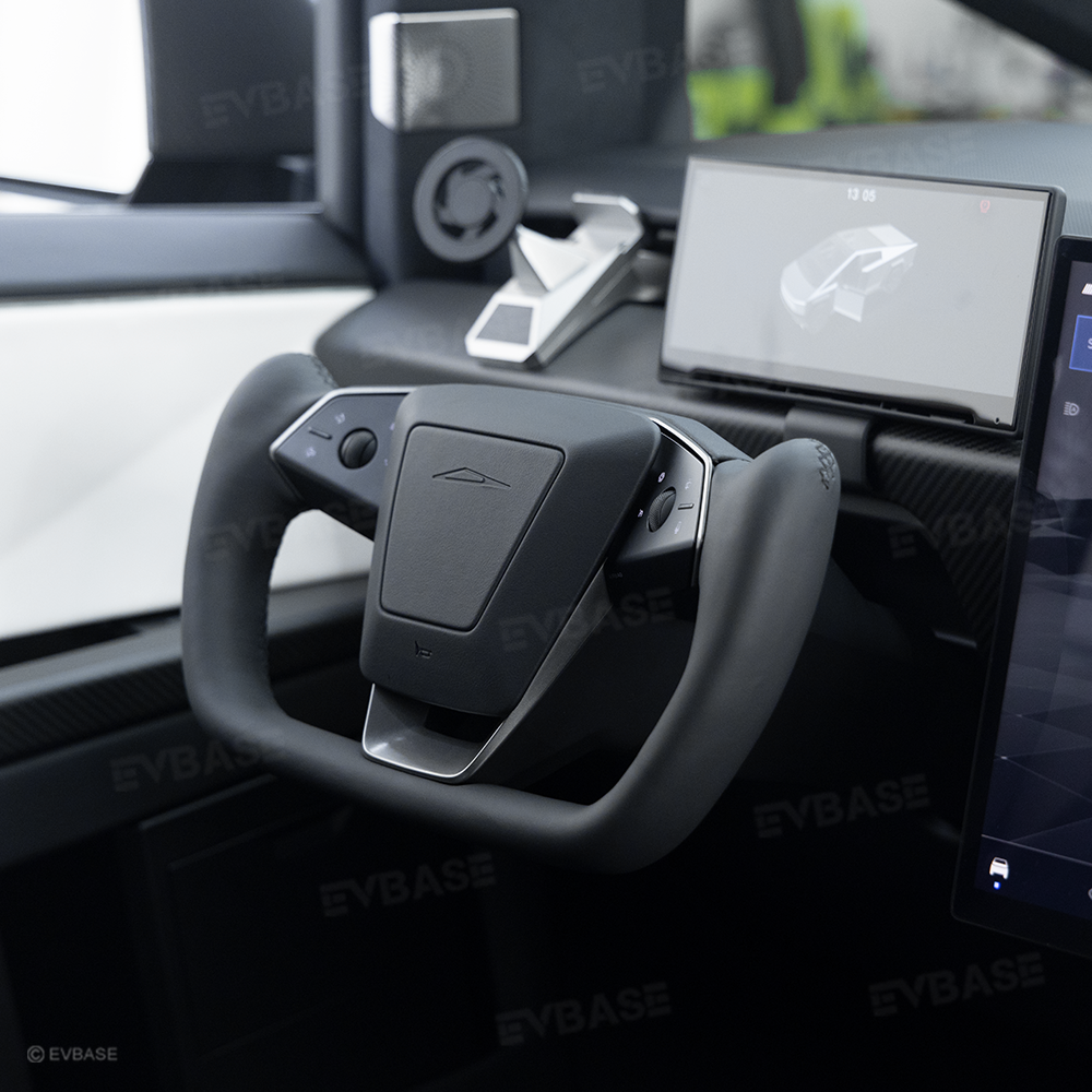 Cybertruck Yoke Steering Wheel Nappa Leather Real Molded Carbon Fiber with Heating Function
