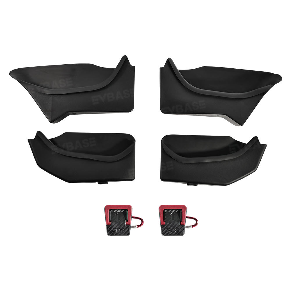 Model Y L Side Door Pocket Storage Organizer Tray with Rear Emergency Door Release Pull Handles