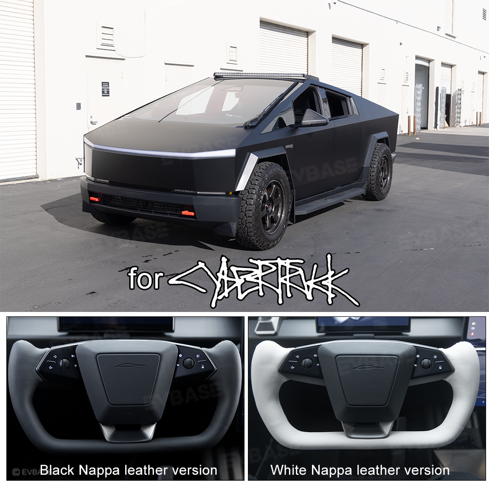 Cybertruck Yoke Steering Wheel Nappa Leather Real Molded Carbon Fiber with Heating Function