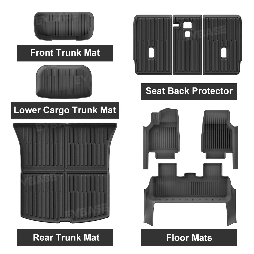 Model Y Juniper Full Coverage Floor Mats with Door Sill Protection TPE Anti-Slip Trunk Mats Cargo Liners Back Seat Covers All Weather Protection