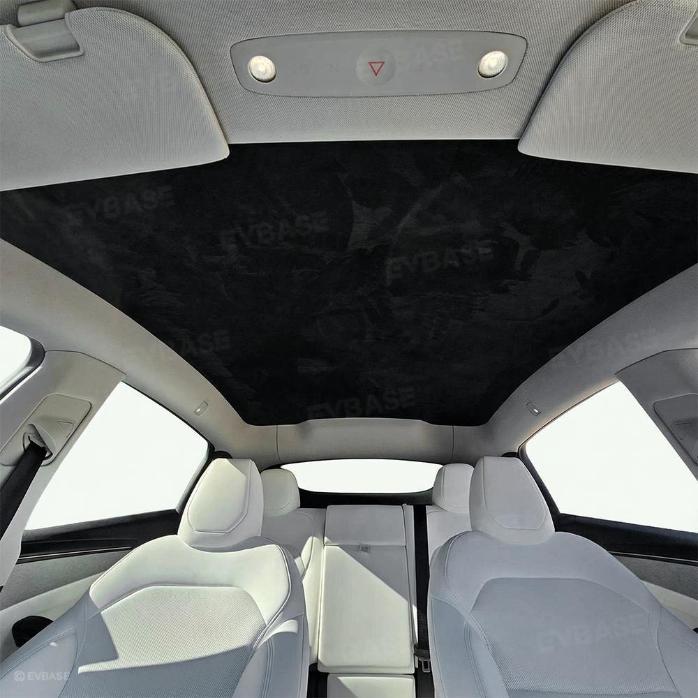 Model Y Juniper/ 3 Highland Sunshade Silicone Electrostatic Glass Sunroof Shade Heat Insulation UV Protection Faux Suede Sun Visor