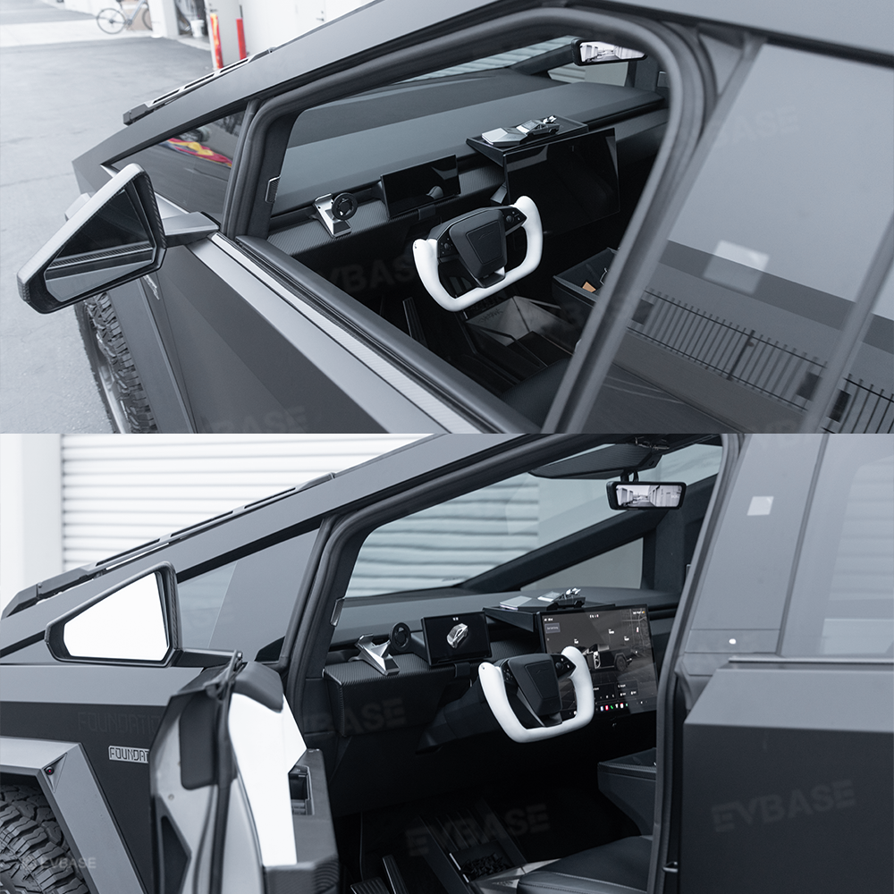 Cybertruck Yoke Steering Wheel Nappa Leather Real Molded Carbon Fiber with Heating Function