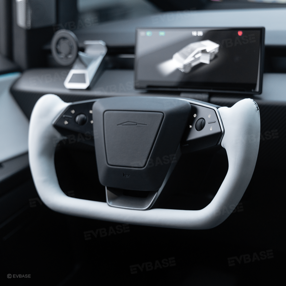 Cybertruck Yoke Steering Wheel Nappa Leather Real Molded Carbon Fiber with Heating Function