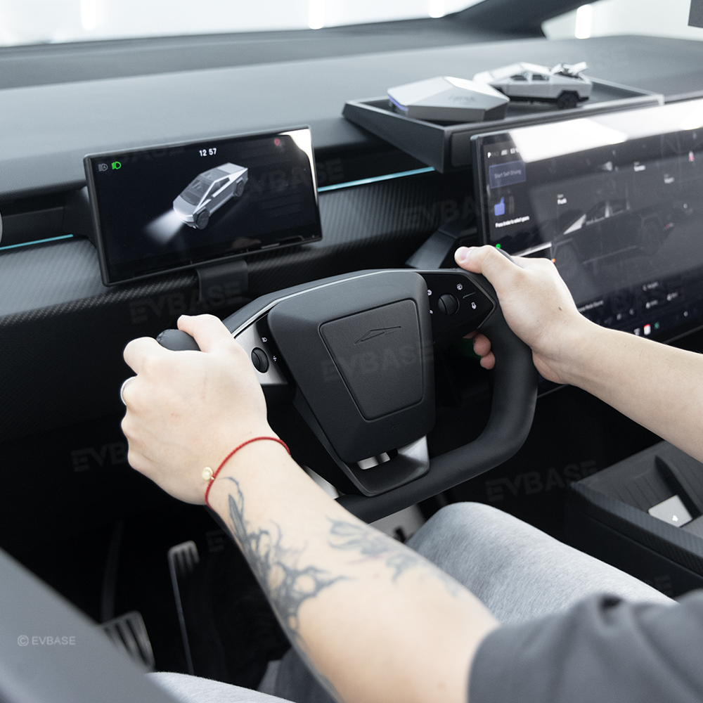 Cybertruck Yoke Steering Wheel Nappa Leather Real Molded Carbon Fiber with Heating Function