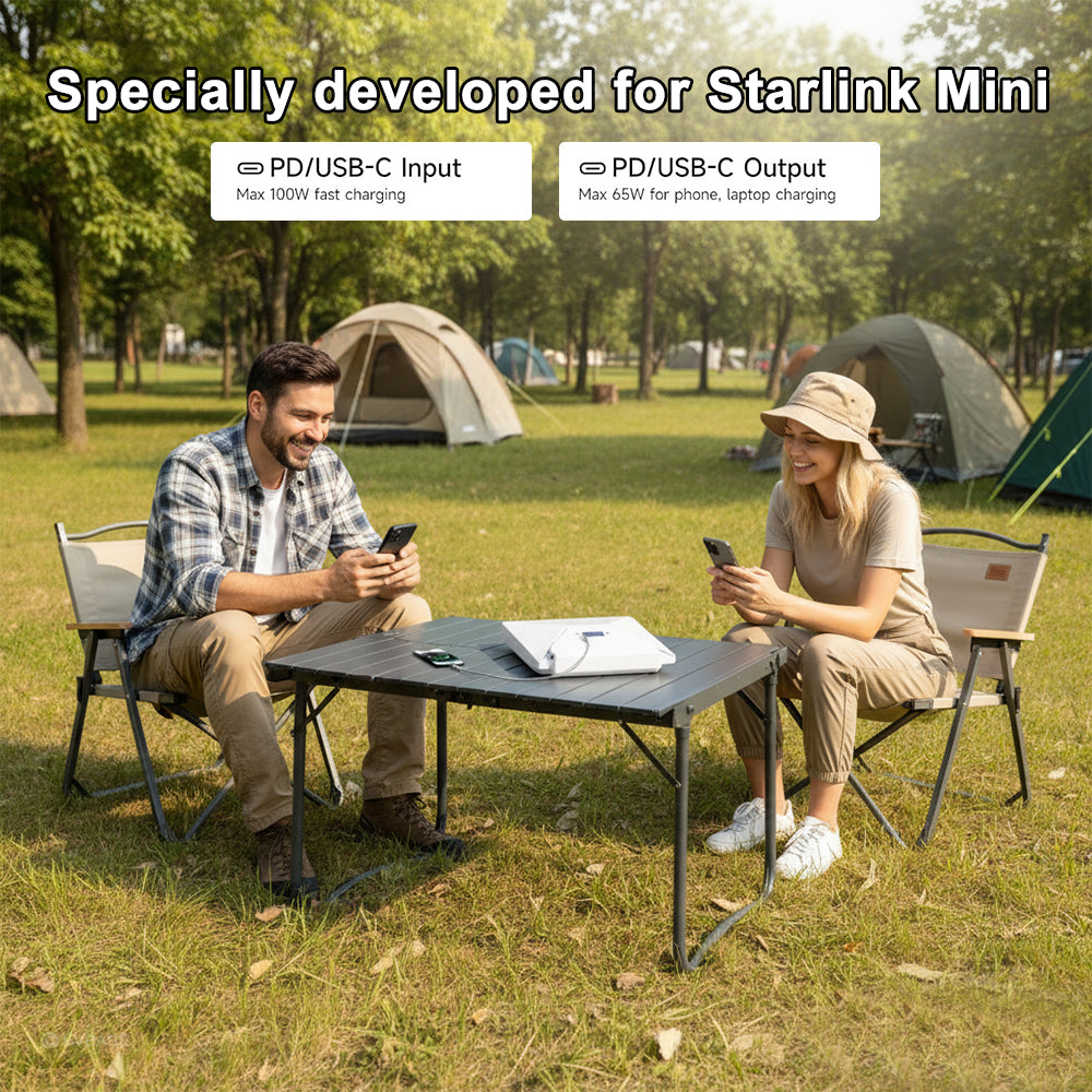 35000mAh Power Bank for Starlink Mini Portable Charger with DC Cable & USB-C PD & Smart LCD Display