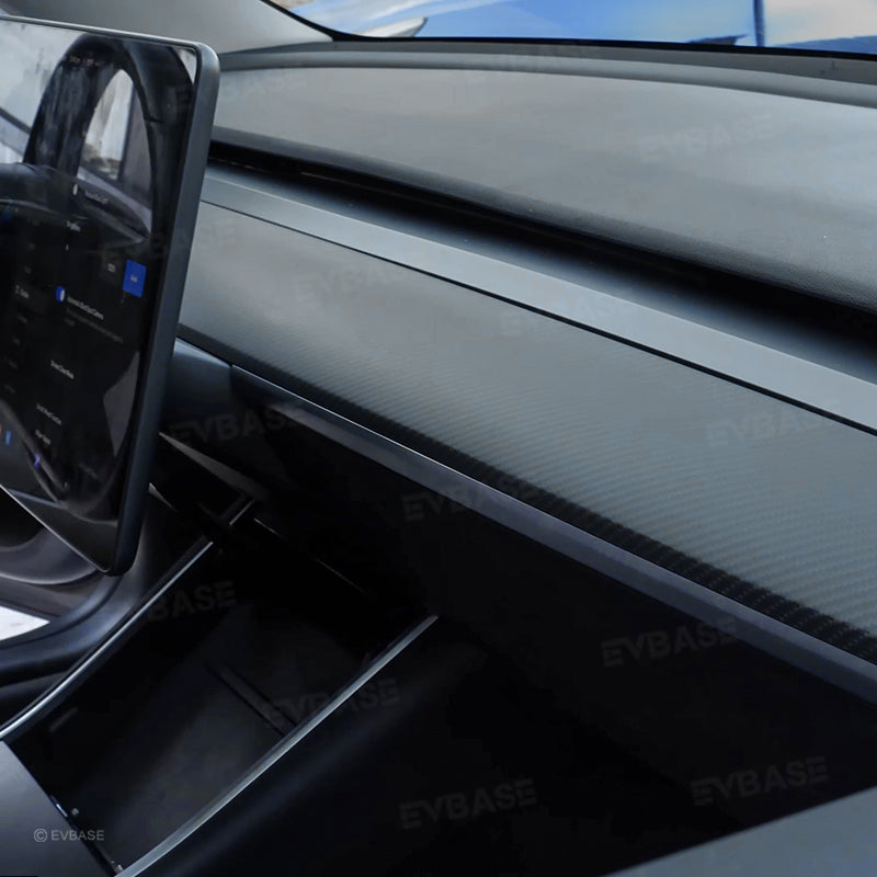 EVBASE Real Carbon Fiber Tesla Dashboard Front Door Cover Trim para el modelo 3 Y