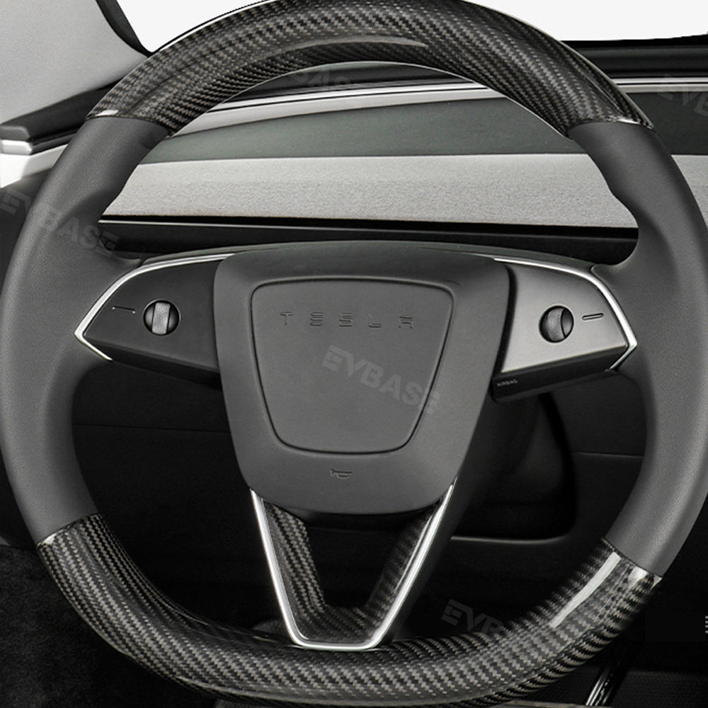 Model Y Juniper Steering Wheel Covers Real Carbon Fiber Grip Upper Lower Parts Overlay for Tesla