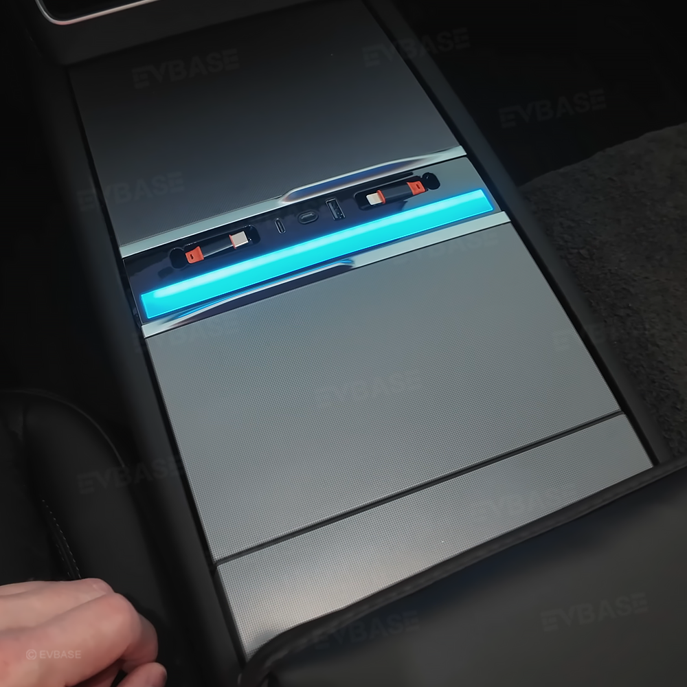 Model Y Juniper Ambient USB Hub & Rear Vent Expansion with Fast-Charge Cables & Strongest Magnet Phone Mount